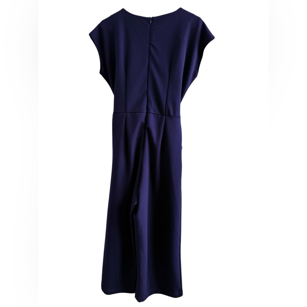 Anthropologie Ett:twe navy blue jumpsuit V-neck sleeveless attached belt M - Picture 3 of 12